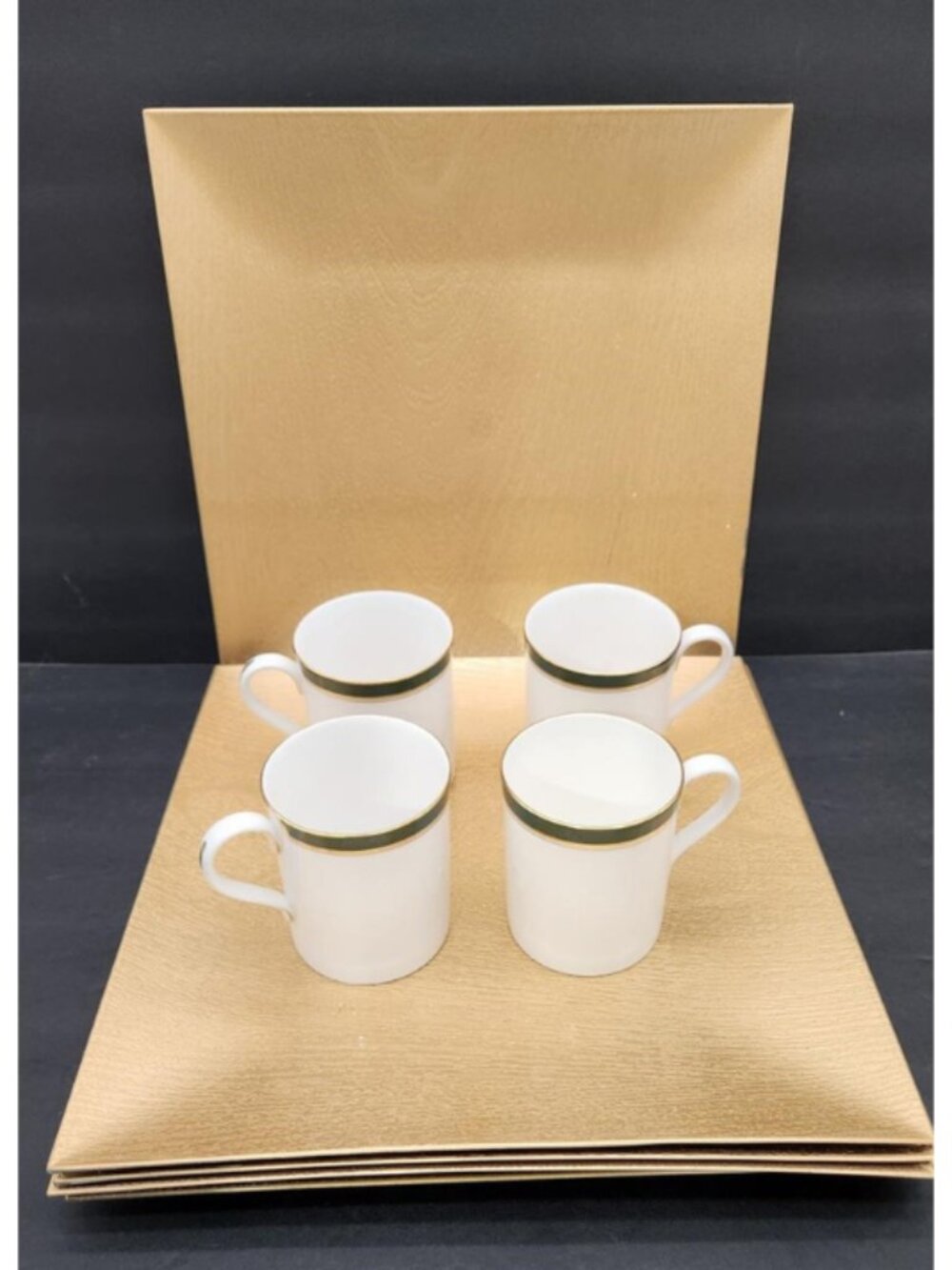 Royal Worcester VINTAGE Bone China Howard Leather Green Mugs, Set of 4, 3 3/4"